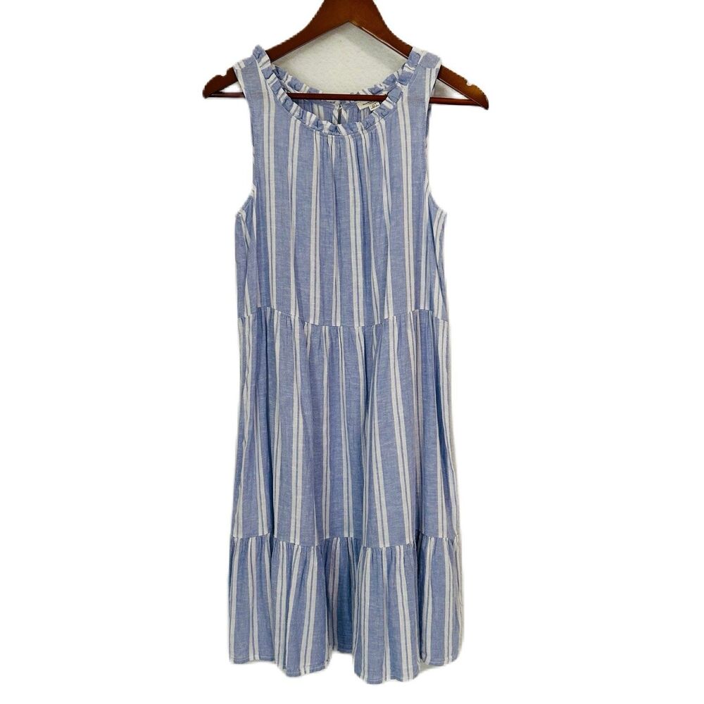 Beach Lunch Lounge Collection Dress Women S Blue White Stripe Linen Cotton Vacay